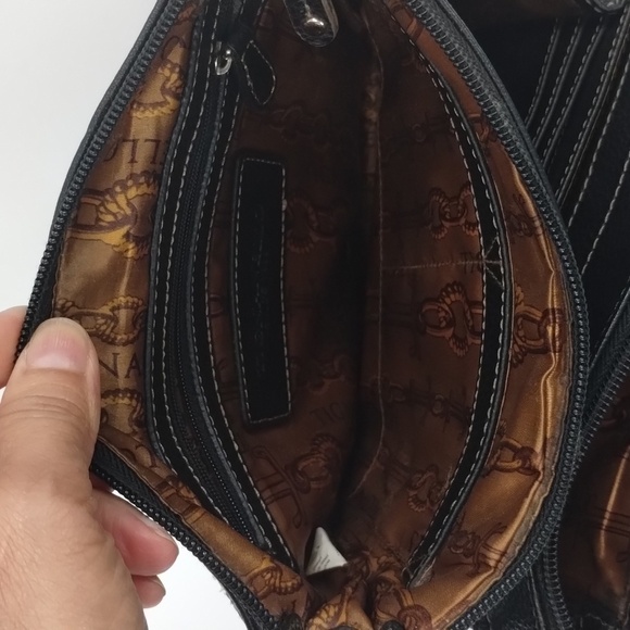 Tignanello Crossbody Bag Purse black soft leather 3 compartments  adj strap - Picture 5 of 12